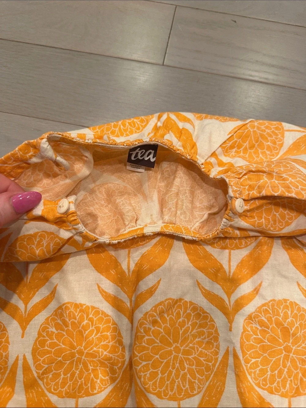 Tea Collection Orange and White Floral Baby Romper